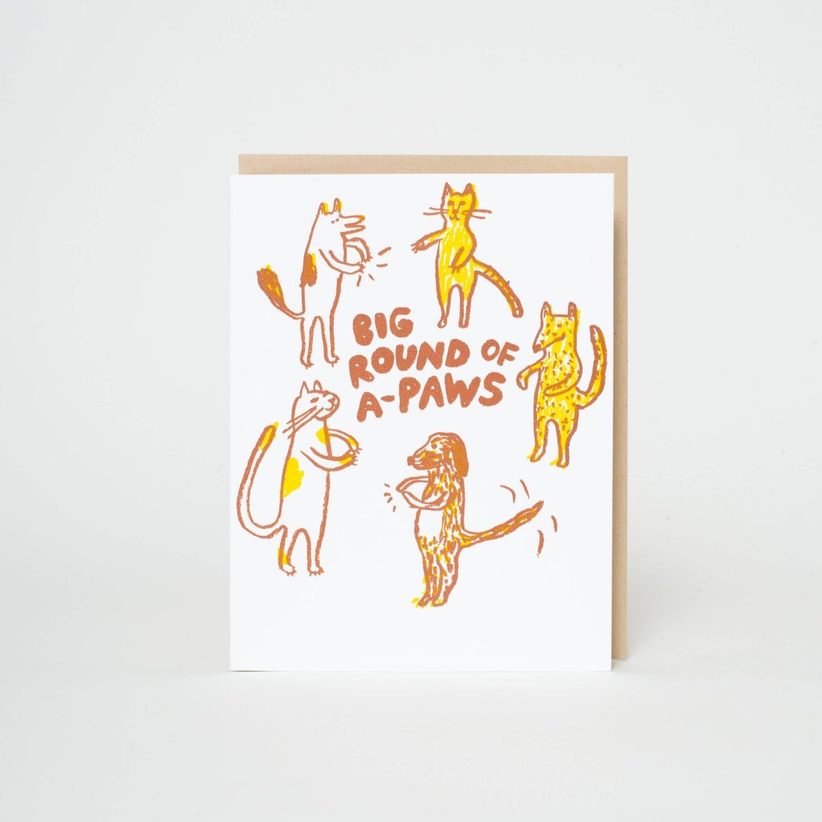 Round of A-Paws – Letterpress Greeting Card