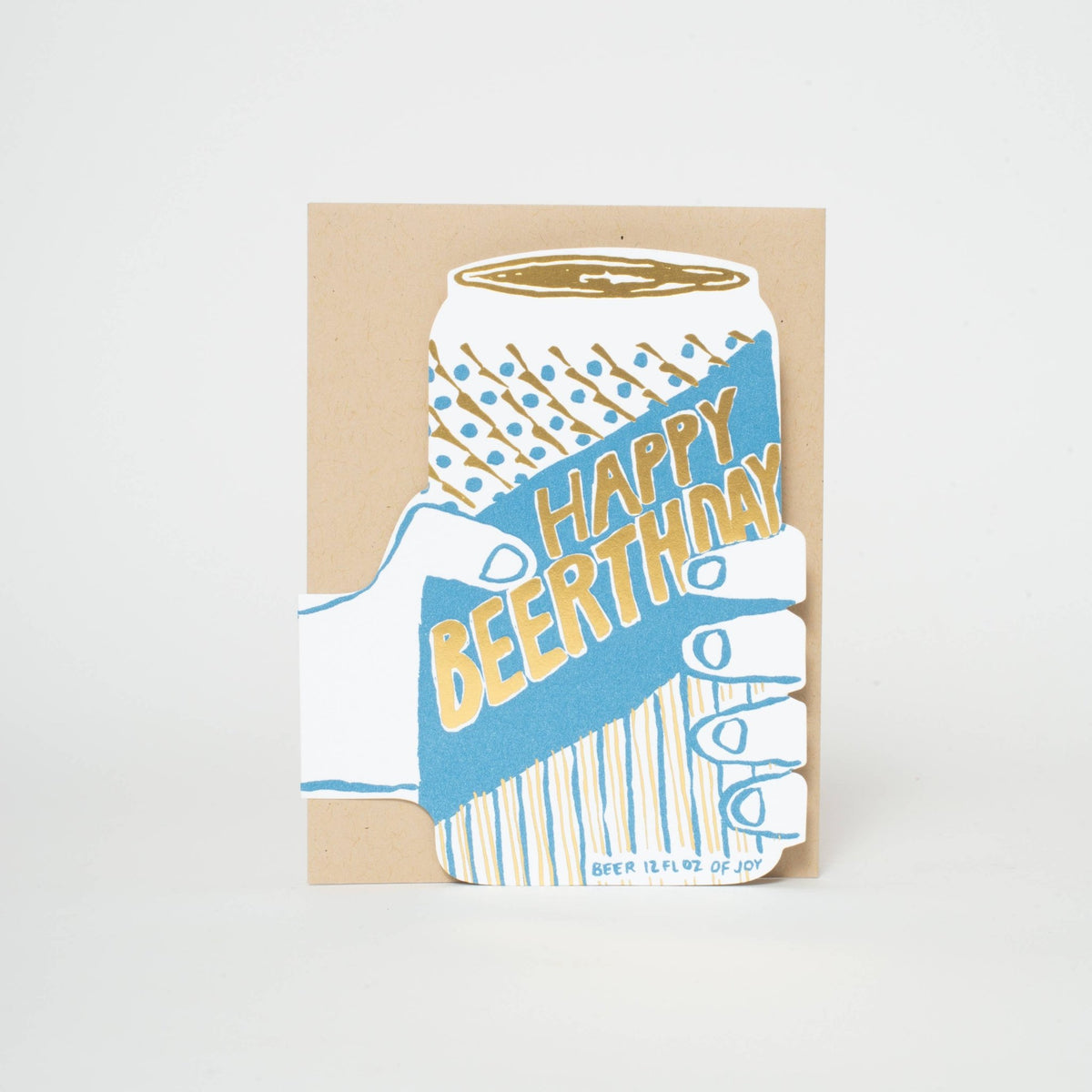 Beer Can Birthday Letterpress Greeting Card