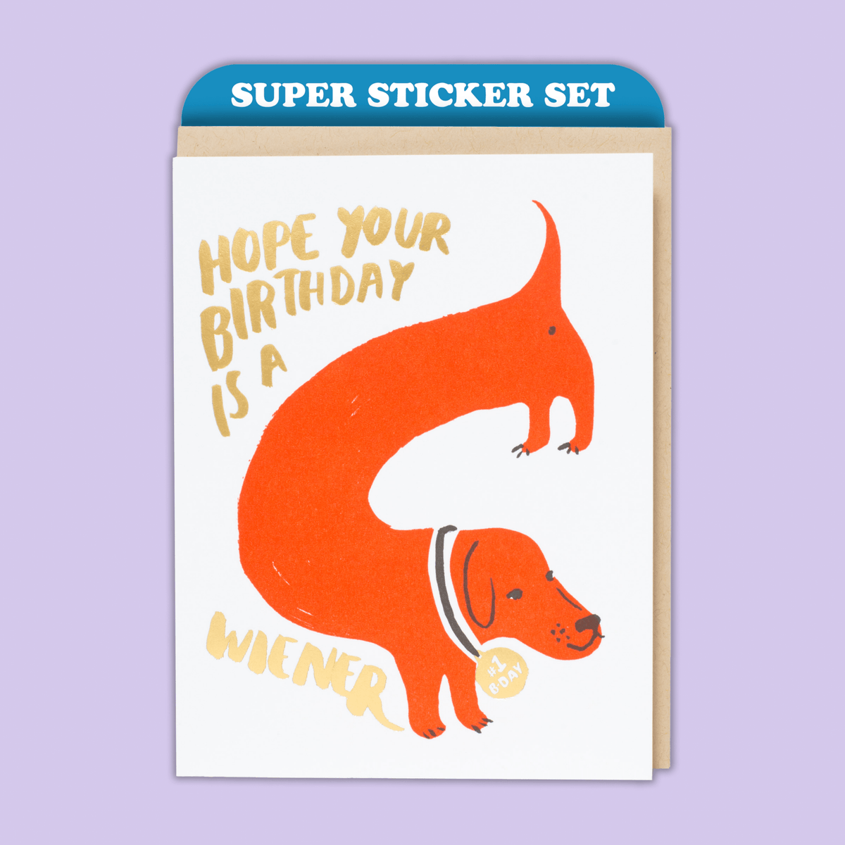 Wiener Birthday – Card & Sticker Sheet Set