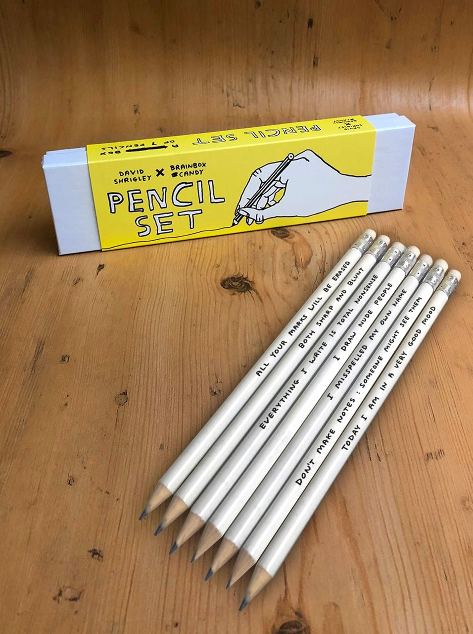 David Shrigley Pencil Box - Pack of 7 Mixed Designs