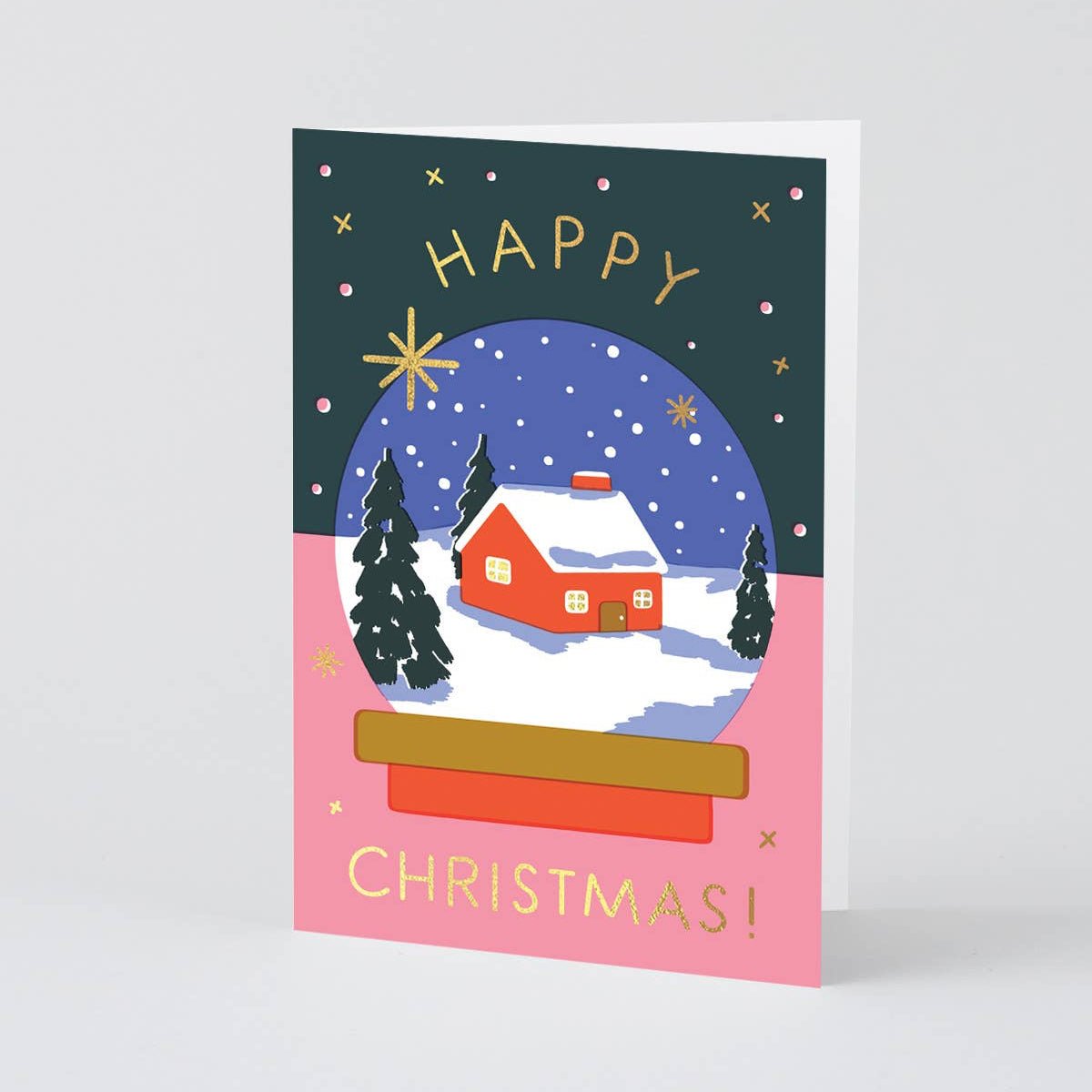 Happy Christmas Snow Globe Holiday Greeting Card