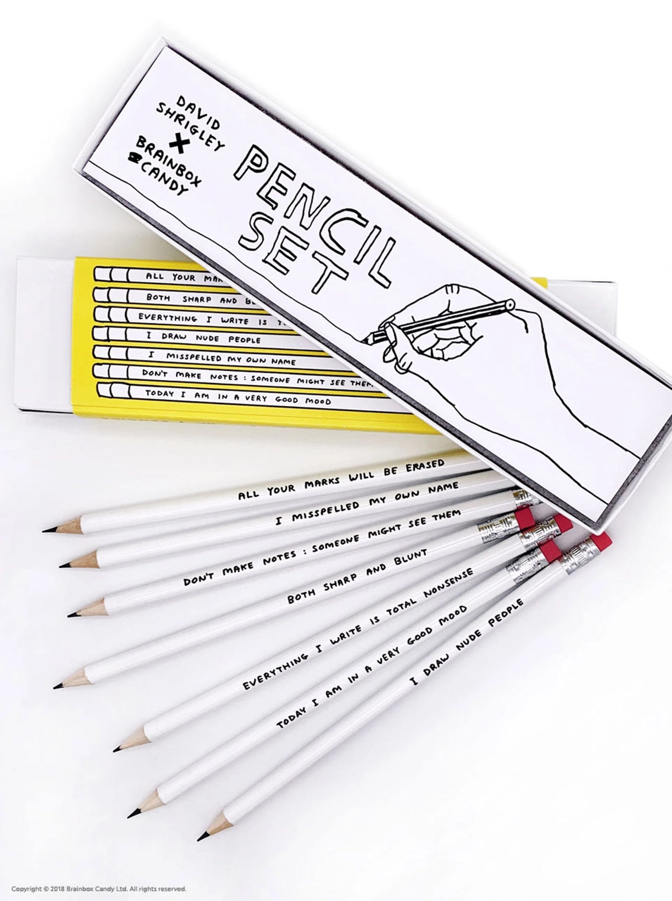 David Shrigley Pencil Box - Pack of 7 Mixed Designs