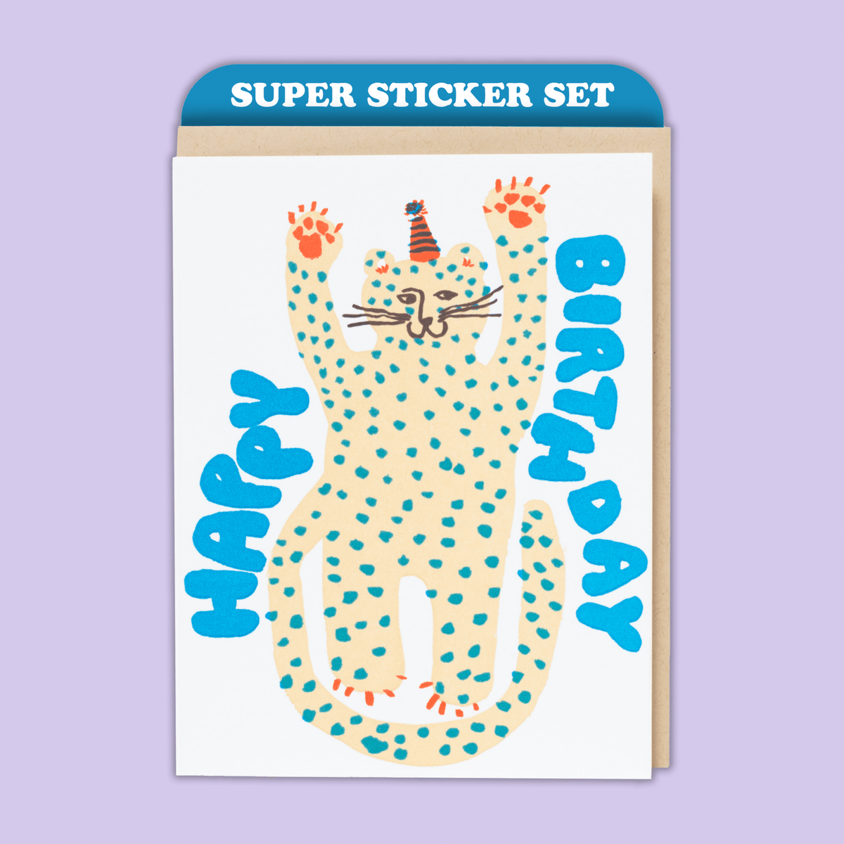 Party Cheetah Birthday – Card & Sticker Sheet Set