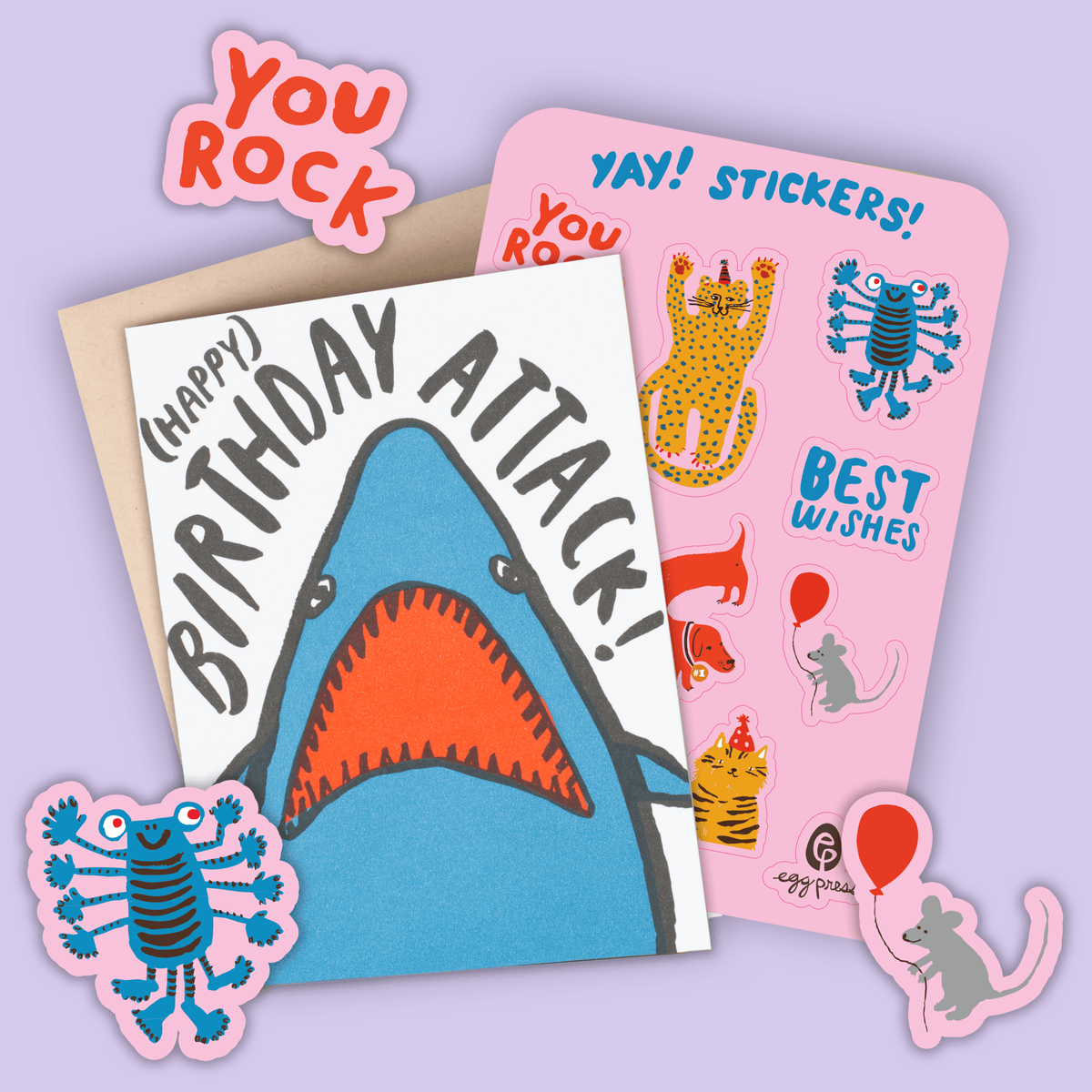 Shark Birthday – Card & Sticker Sheet Set