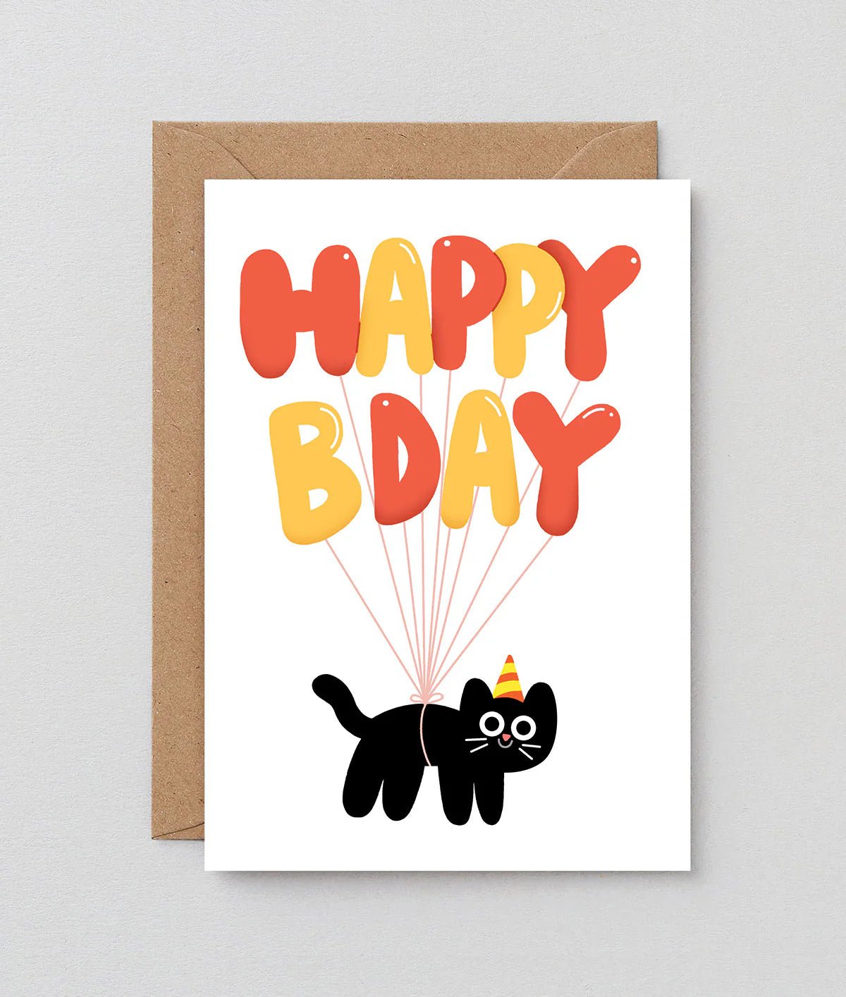 Happy Birthday Cat Balloons Greeting Card