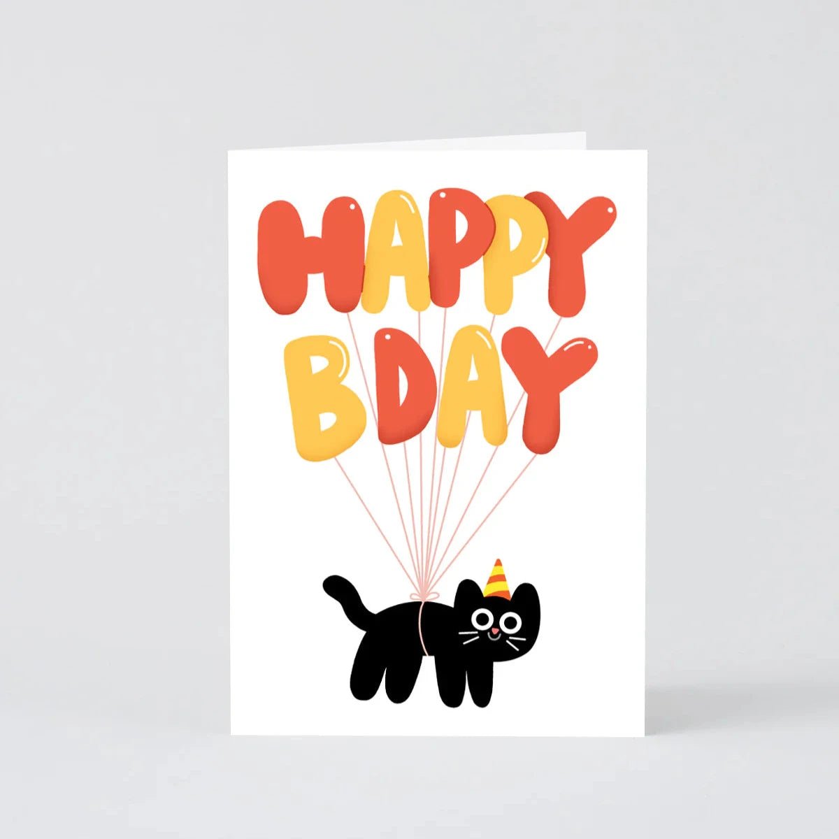 Happy Birthday Cat Balloons Greeting Card