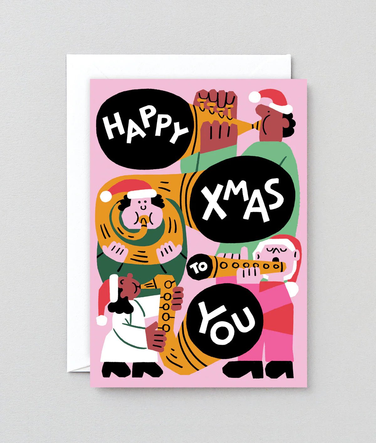 Happy Xmas Brass band Embossed Christmas Card