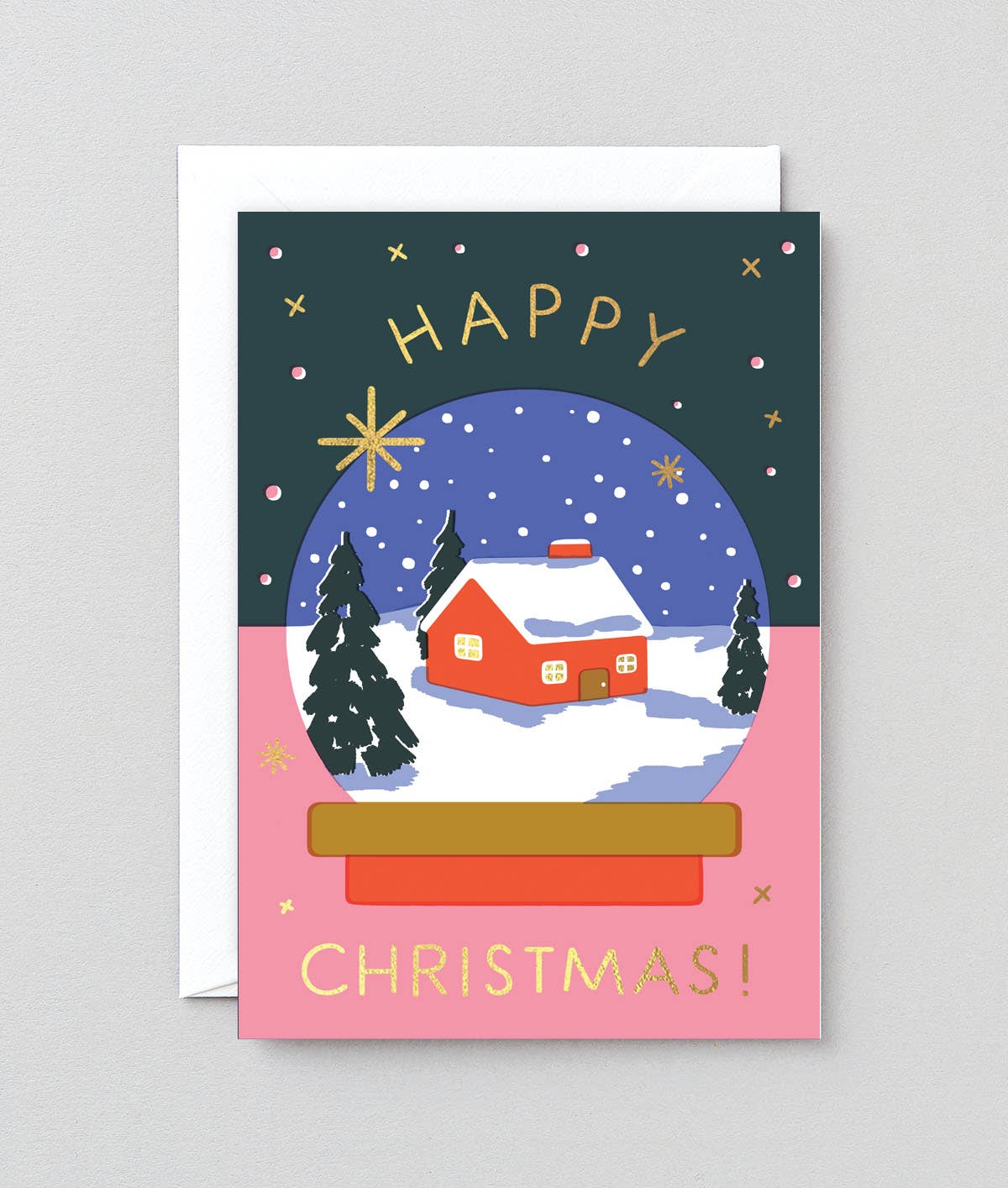 Happy Christmas Snow Globe Holiday Greeting Card