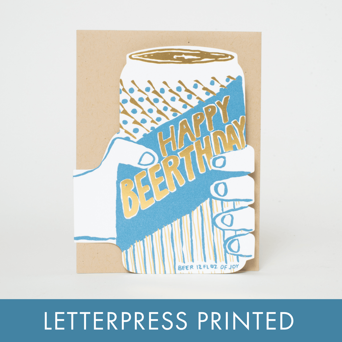 Beer Can Birthday Letterpress Greeting Card