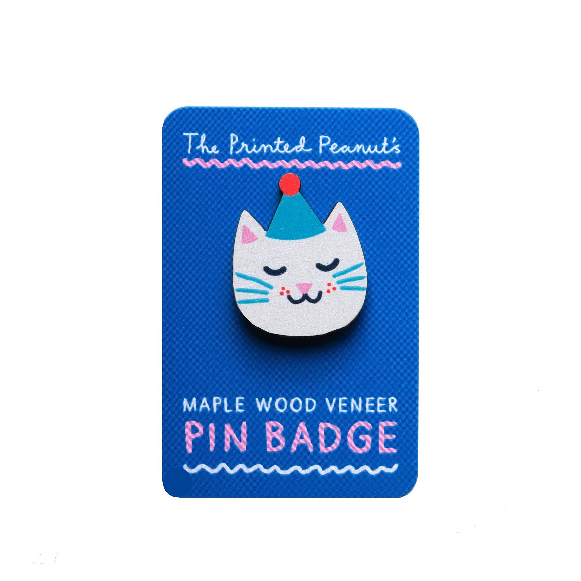 Cat Printed Wooden Pin Badge