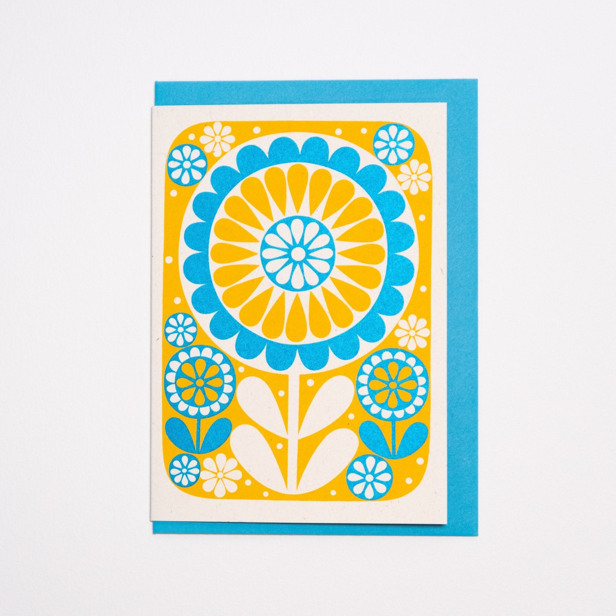 Blue/Yellow Flowers Greeting Card